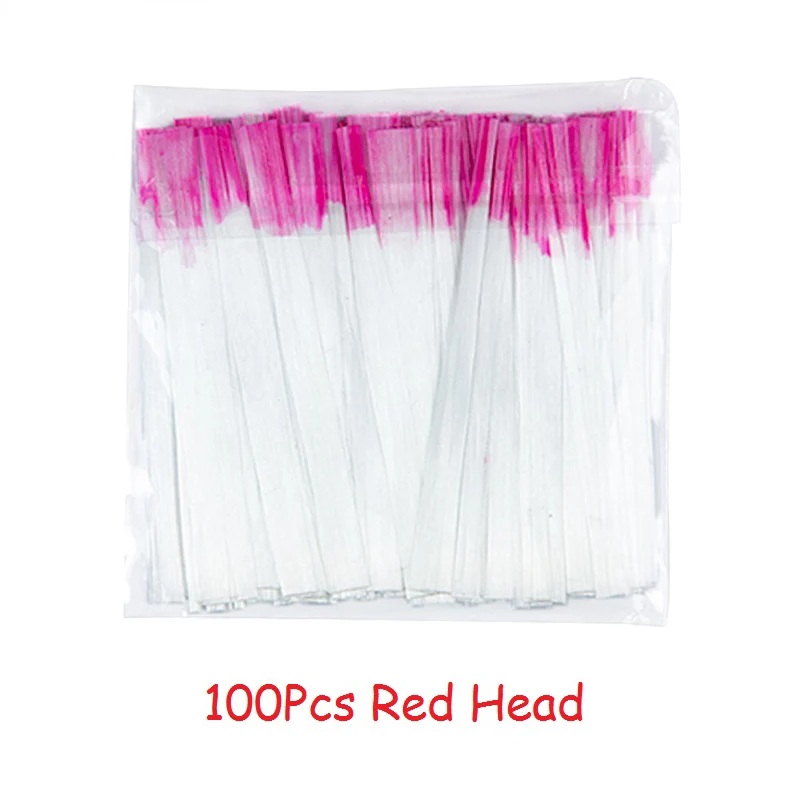 100Pcs Red Head Профессиональный 50/100 шт/пакет стекловолокно для наращивания ногтей, для Шелкового наращивания ногтей, волокнистые ногти, акриловые наконечники, маникюрный салонный инструмент наклодные ногти типсы для ногтей - Цвет: 100Pcs Red Head