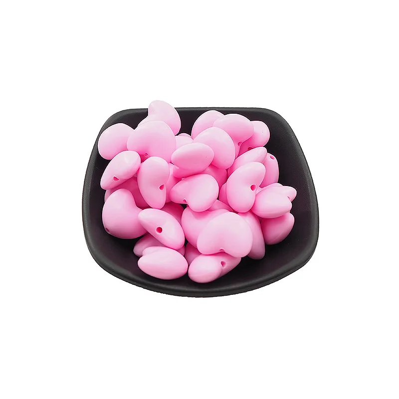26 Pale Pink Chenkai 50 шт. силиконовые бусины для прорезывания зубов в форме сердца, безопасная соска для младенцев, BPA,, подвеска-прорезыватель для малышей, ожерелье - Цвет: 26 Pale Pink