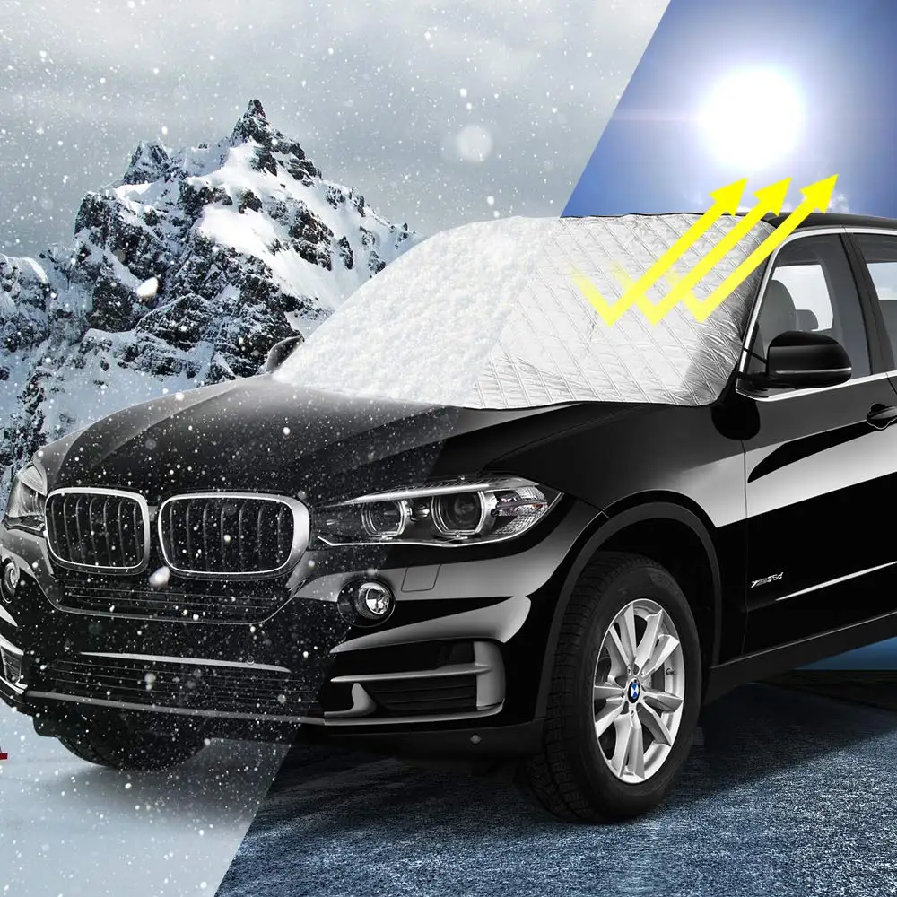 

Universal Car Windshield Snow Cover Winter Frost Guard Windshield Ice Cover with 4 Layer Snow Cover Protects Cover for Cars&SUV