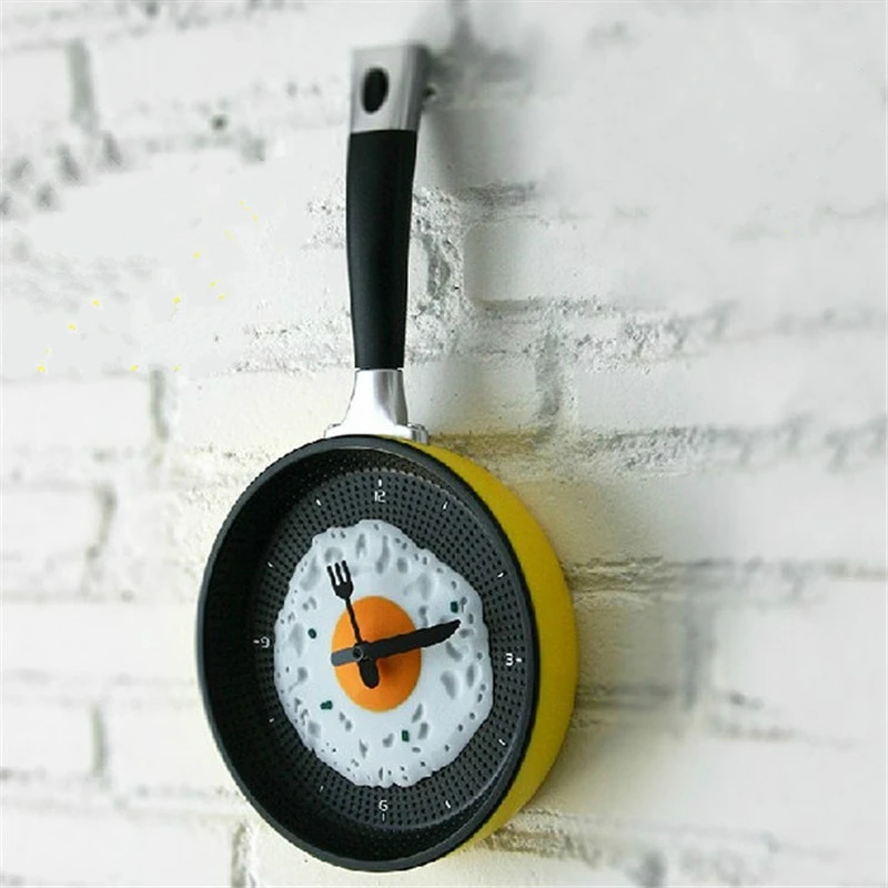 Кастрюля дизайн креативный омлет горшок форма кухонные часы Креативный Современный домашний декор подвесной стол
