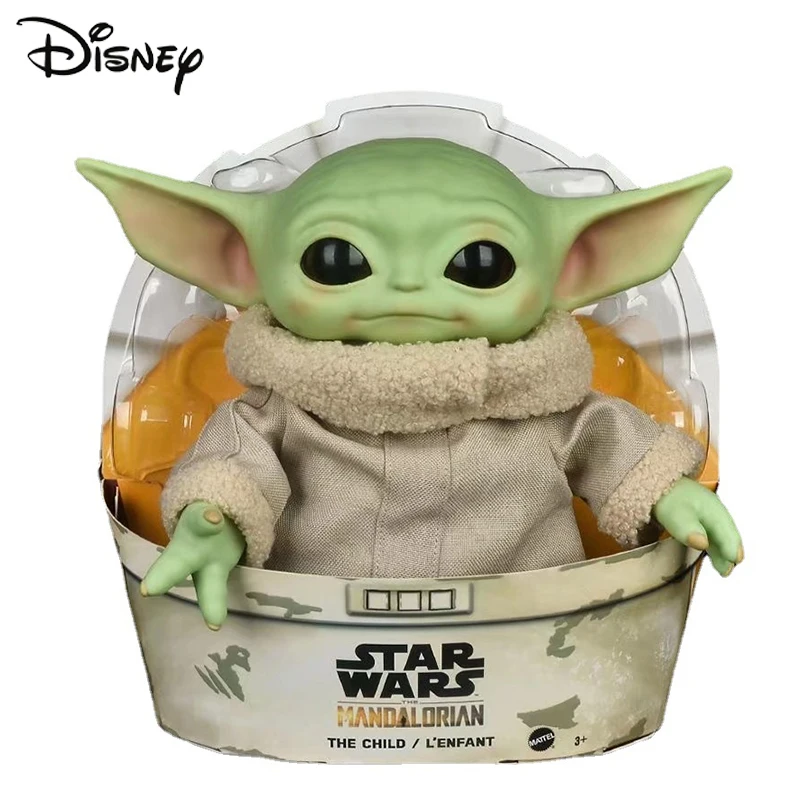 28cm Disney Star Wars Plush Figure Yoda Baby With Cloth Mandalorian Movable Doll Ornaments Collectible Gift Toy For Children | Игрушки и