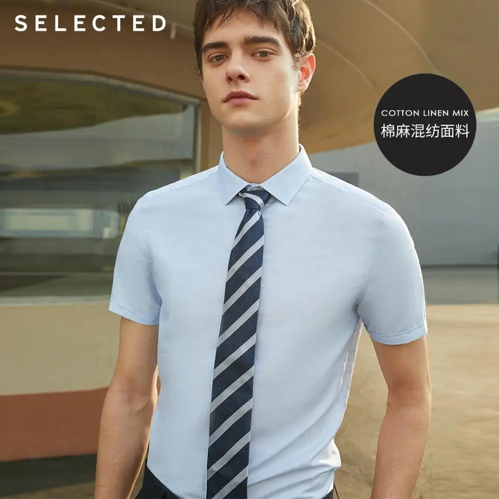 SELECTED Men's Slim Fit Linen Pure ColorTrendy Handsome Slim Business Short-sleeved Shirt T|419204556 SELECTED Men's Slim Fit Linen Pure ColorTrendy Handsome Slim Business Short-sleeved Shirt T|419204556