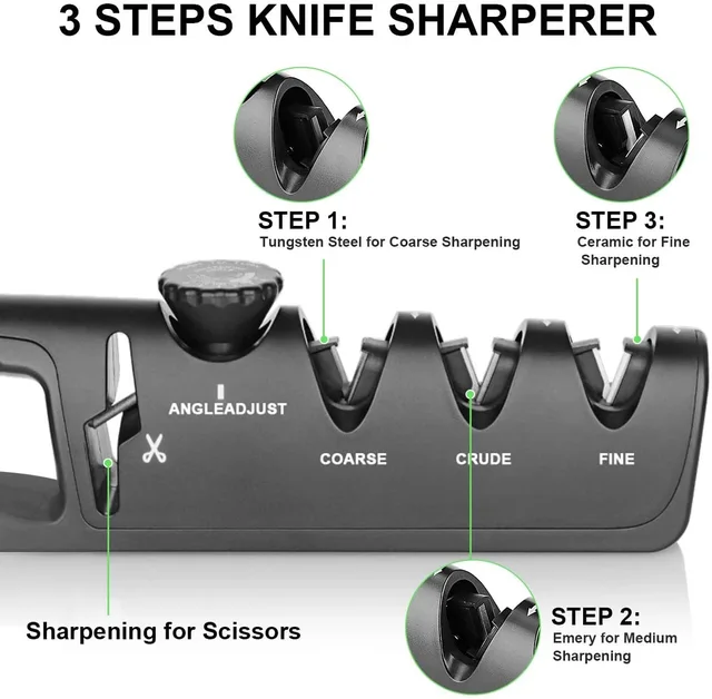 Knife Sharpener 5 in 1 Professional Kitchen Scissors Sharpening Tool Whetstone Tungsten Diamond Adjust Angle Grinding Machine 3