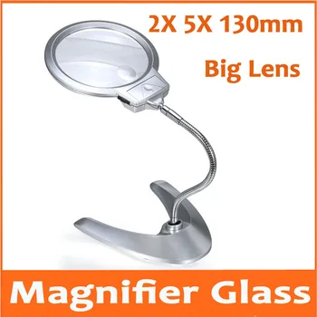 

2x 5X 130mm Lens Desktop Type Mangifier Table Lamp Watch Repair Magnifier Electronic Maintenance Welding Tool Magnifying Glass