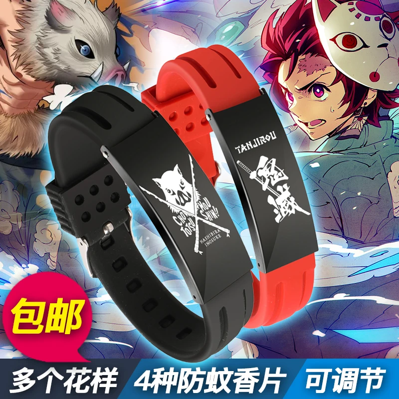 Аниме демон Убийца браслет Kimetsu no Yaiba Kamado Tanjirou черный браслет из нержавеющей стали силиконовые ювелирные изделия