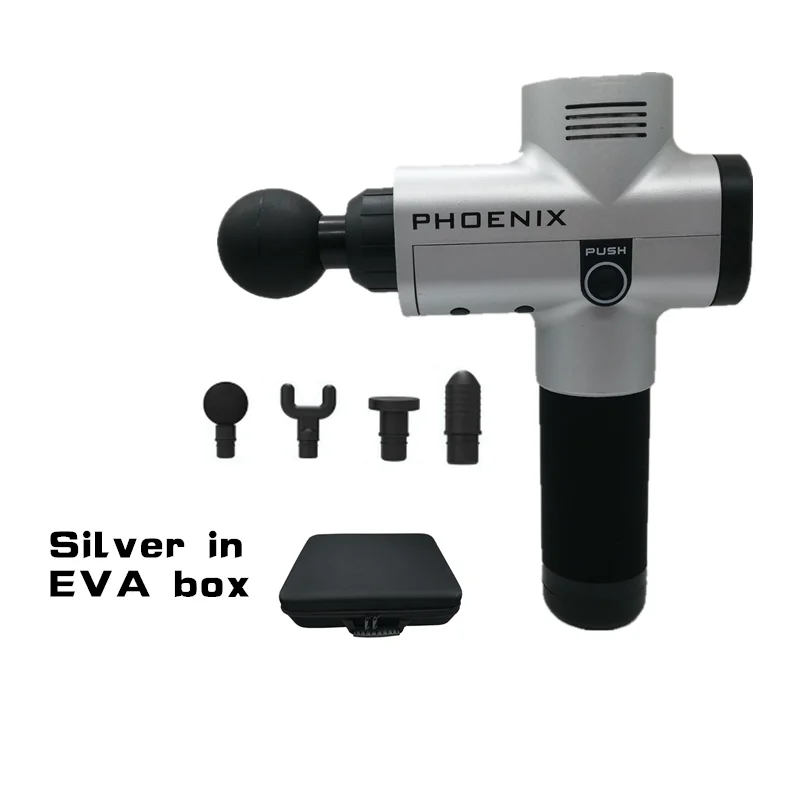 Silver in EVA box Феникс А2 массажный пистолет для расслабления мышц дома Зарядка для глубокой динамической терапии вибратор коробка портативная посылка - Цвет: Silver in EVA box