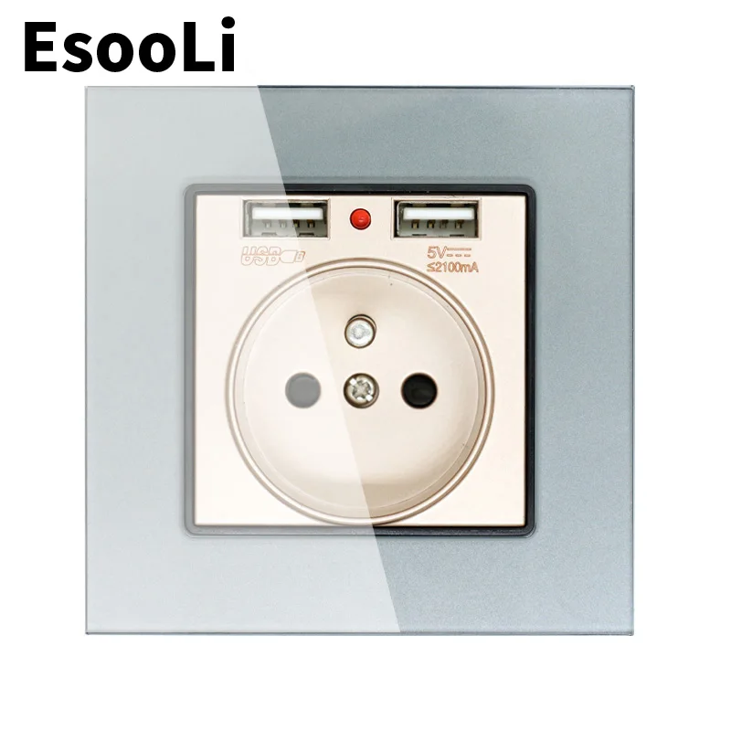 Настенная розетка EsooLi 16 А с двумя USB-портами | Обустройство дома
