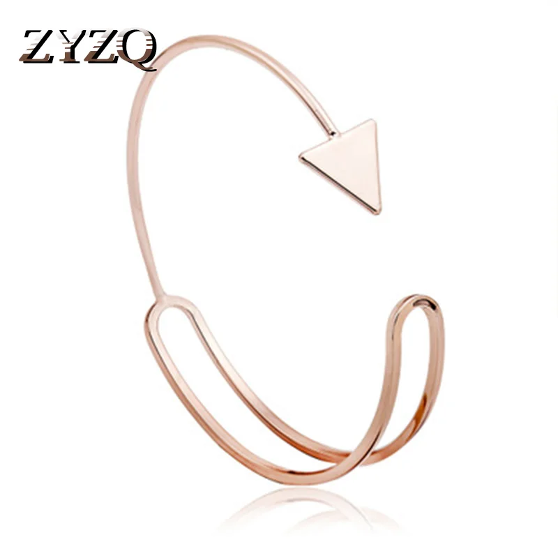 

ZYZQ Creative Trendy Geometric Triangle Bangle For Women Korean Stylish Simple Metal Accessories Delicate Gift For Girlfriend