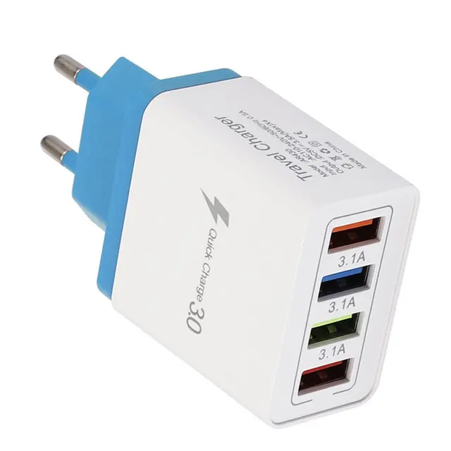 EU/US Plug USB Charger Quick Charge 3.0 For Phone Adapter for Huawei Mate 30 Tablet Portable Wall Mobile Charger Fast Charger sky blue