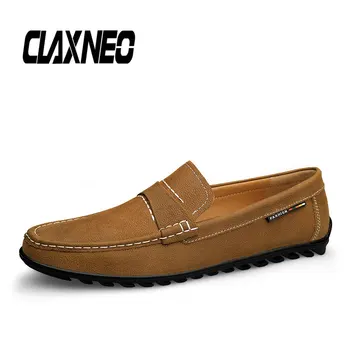 

CLAXNEO Man Boat Shoes Summer Casual Leather Shoe Slip on Male Loafers Genuine Leather Flats Men Moccasins clax Breathable