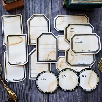 

15pcs Vintage handmade coffee dyed thick cloth pattern notes DIY scrapbooking base collage Junk Journal TN decoration material