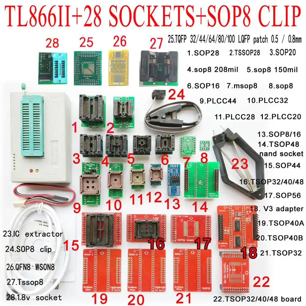 SOIC 8 sop8 Flash Chip IC Test Clip In-Circuit programma BIOS//24//25//93 NUOVO