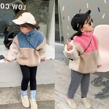 

2 3 4 5 6 Years Toddler Baby Jackets Autumn Winter Thicken Lambswool Splicing Long Sleeves Sweatshirt Kids Girls Pullover New