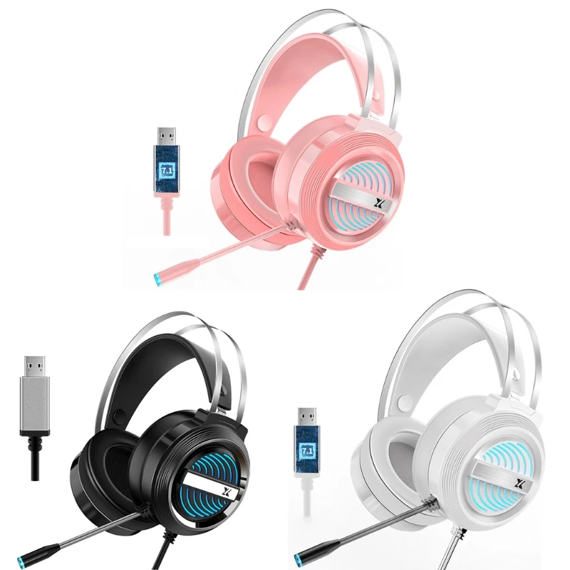 USB Gaming Headset Gamer Headphones 7 1 Surround Sound Stereo Earphone with Mic 77HA