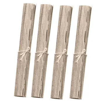 

4Pcs/set Simple style Bamboo Plastic Placemats for Dining Table Runner PVC Place Mat in Kitchen Accessories Cup Wine Mat