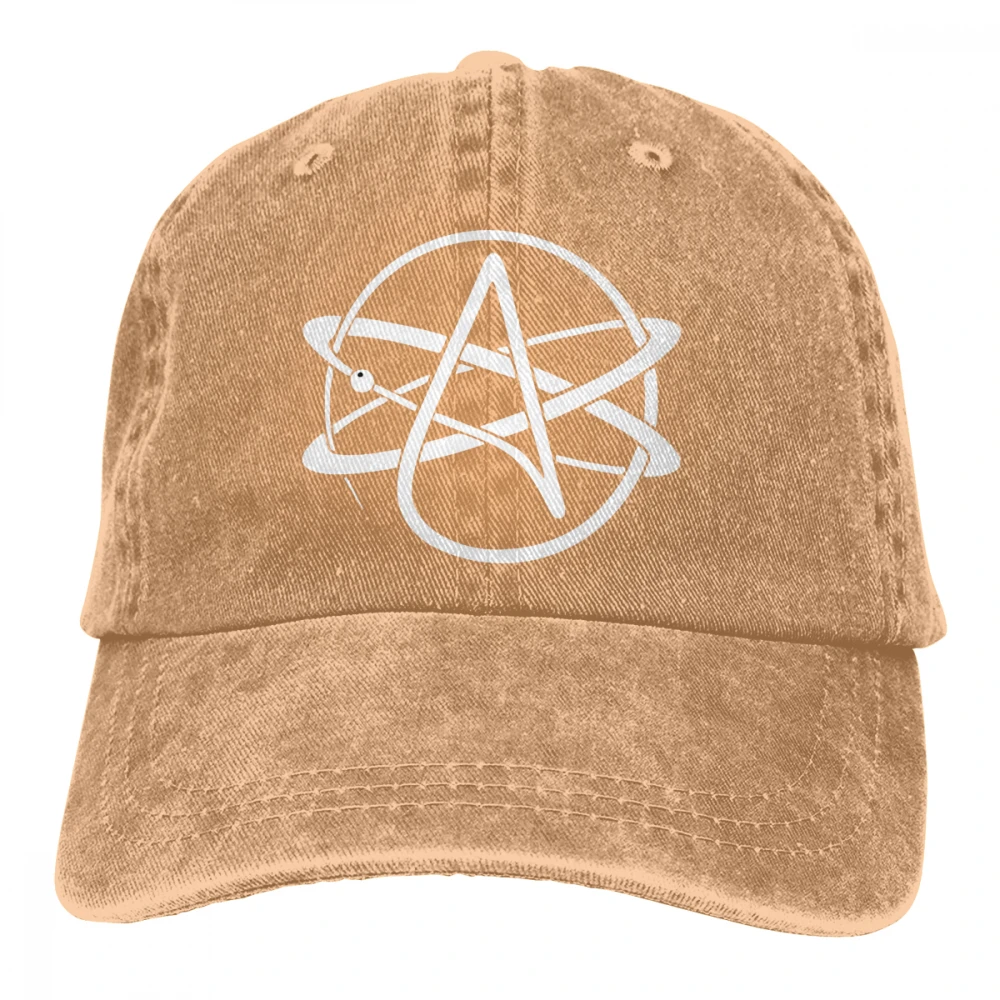 Атеистский символ атома Casquette черный унисекс Мужские Женские джинсовые бейсболка с ремешком кепки Регулируемый Гольф папа шляпа - Цвет: Хаки