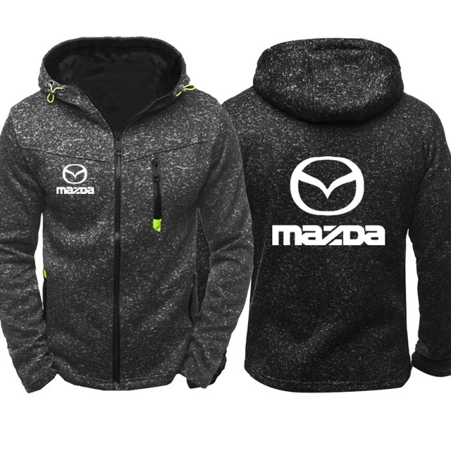 Мужские толстовки с капюшоном в стиле Харадзюку С принтом логотипа Mazda, повседневные мужские толстовки с капюшоном и длинным рукавом, мужская куртка на молнии, мужская толстовка с капюшоном Z