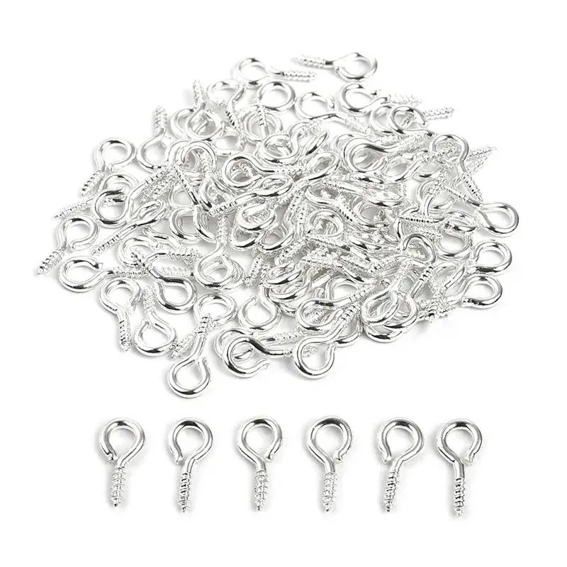 100pcs Mini Screw Eye Pin Eye Pin Eyelets Screw Hooks Threaded Clasp