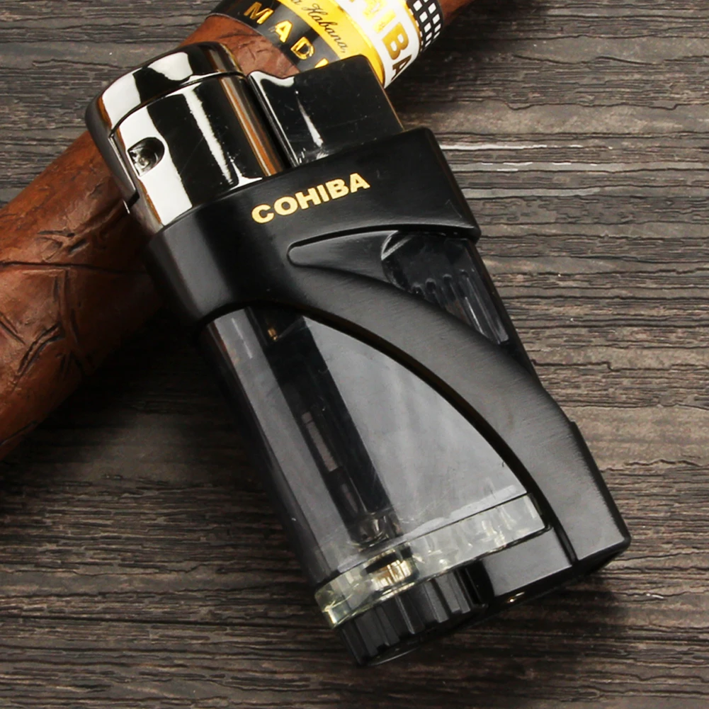 COHIBA зажигалки, фонарь для сигар, пластиковая ветрозащитная прозрачная карманная зажигалка для сигарет, стартер для сигарет