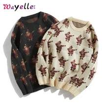 Costume Chirstmas Men Sweater 2019 Winter O-Neck Warm Knitted Sweaters Mens Retro Loose Pullovers Santa Claus Sweater Mens