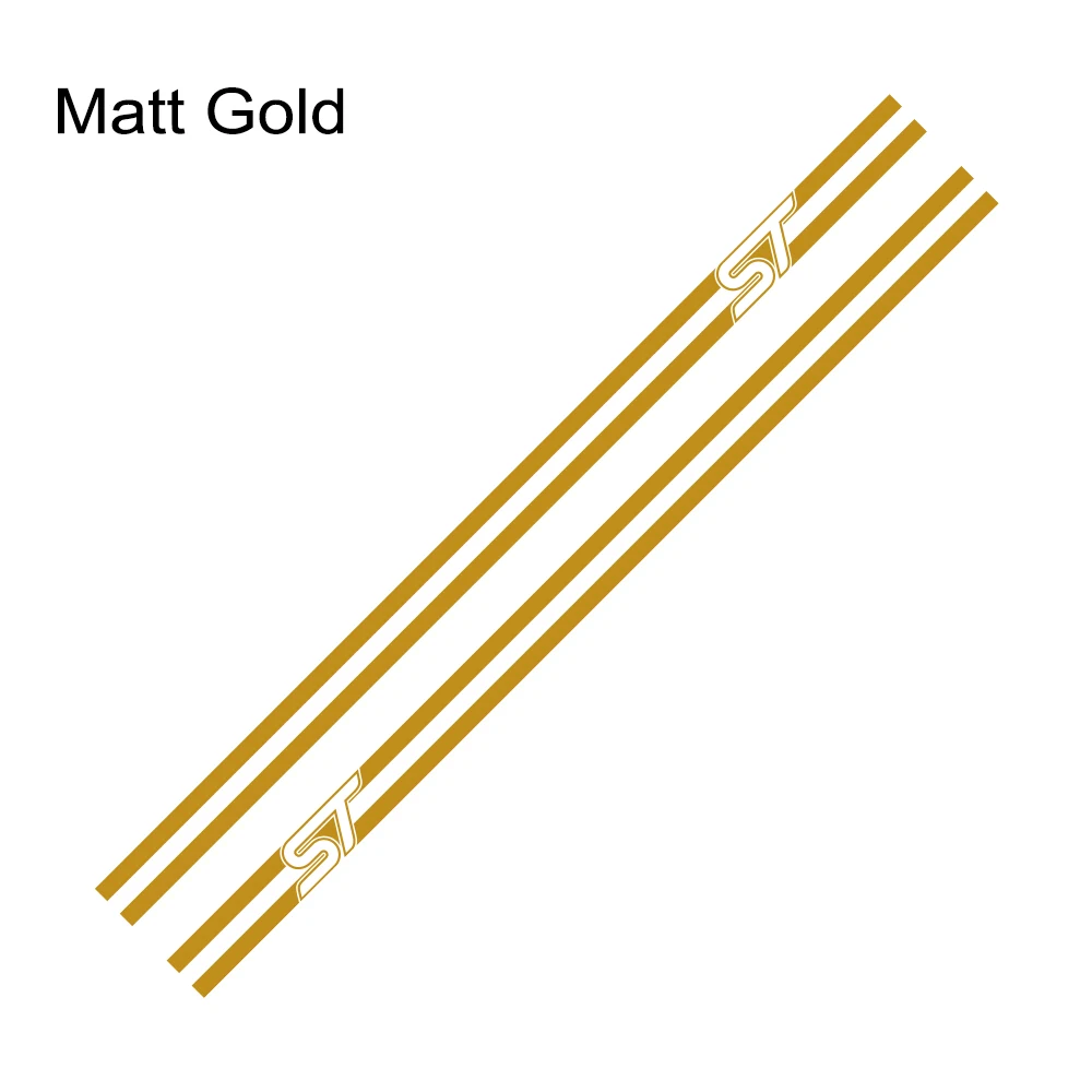 Matt Gold 2 шт./лот Авто Декор кузова виниловые наклейки для автомобиля Стайлинг наклейки для Ford Focus ST СПОРТ дверь боковая юбка полоса светоотражающие Аксессуары - Название цвета: Matt Gold