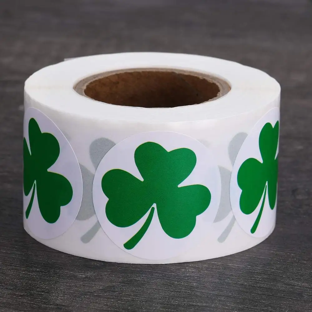 

500 pcs labels Saint Patrick's Day sticker cute shamrock shape stickers children's adhesive labels decorative stationery sticker