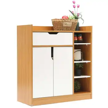 

17 Pairs Wooden Shoe Rack Space-saving Multiple Layers Storage Shelf Doorway Simple Economical Shoe Cabinet with Drawer