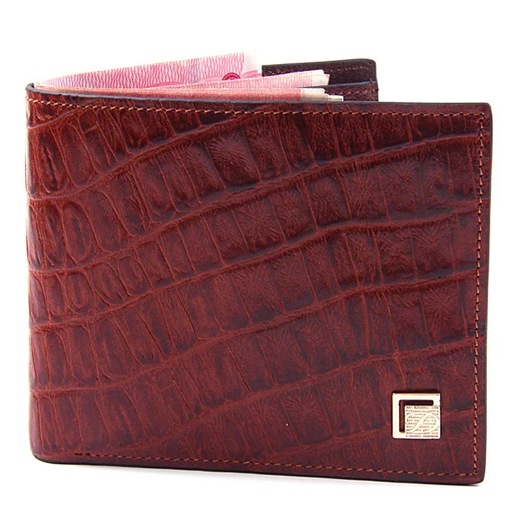 

Crocodile Pattern MEN'S Wallet Genuine Leather Short Men Card Case Full-grain Leather Anti-Theft Brush Men's Wallet