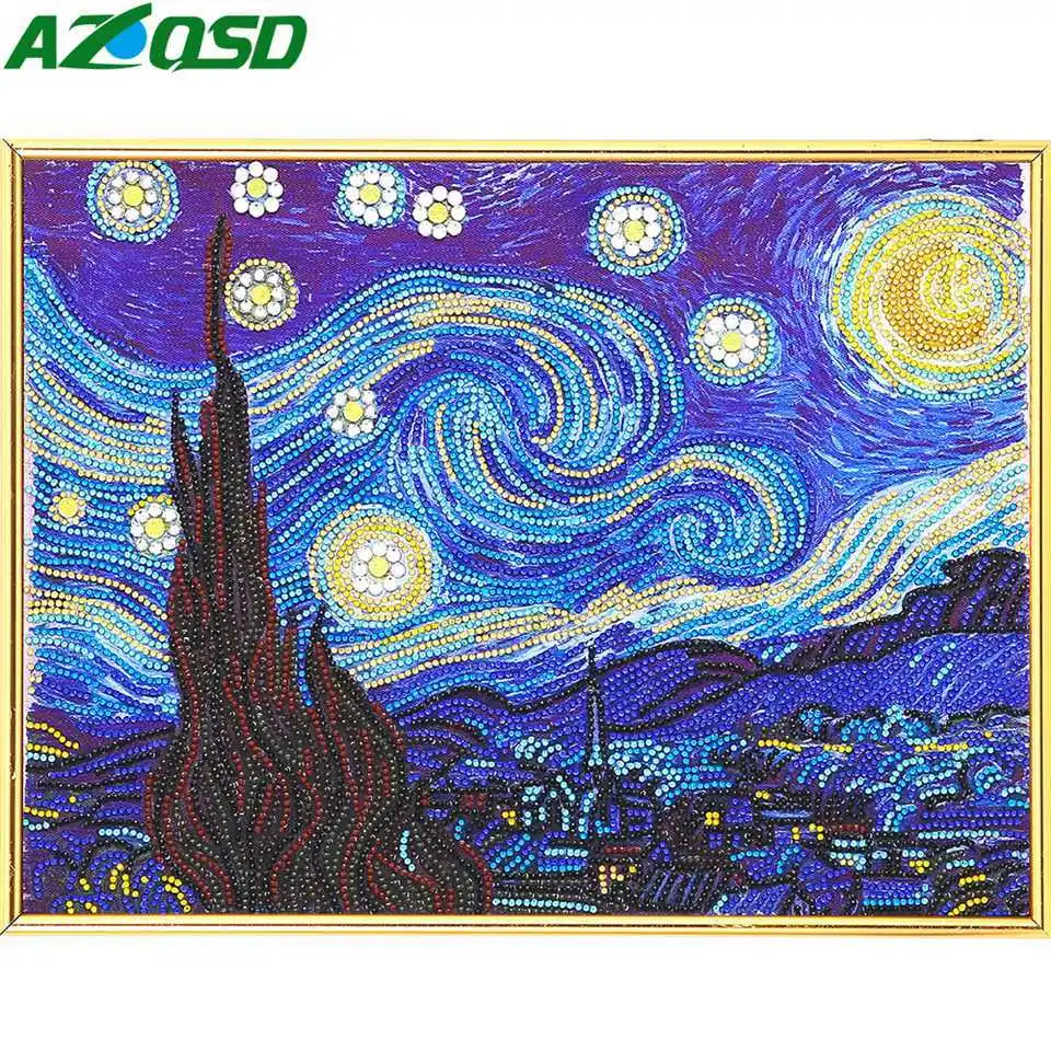 AZQSD Алмазная картина особой формы с круглым сверлом, пейзаж, алмазная вышивка, мозаичные стразы, подарок, домашний декор
