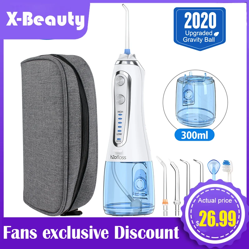 h2ofloss Oral Irrigator USB Rechargeable Portable Dental Water Floss 5 Modes 300ml Irrigator Dental Teeth Cleaner+5 Jet Tip&Bag|Oral Irrigators| - AliExpress