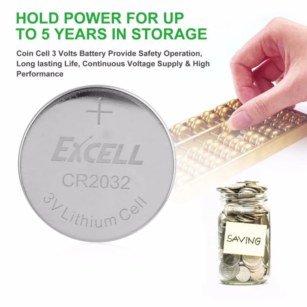 Excel 3V 5 шт./компл. литиевый кнопочный элемент CR2032 Замена таблетка для электронные весы и ключи& Дистанционное Управление