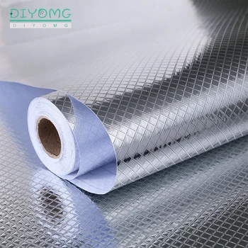 

Kitchen Oil-proof Waterproof Self-adhesive Wallpaper Aluminum Foil High-temperature Wall Stickers Stove Cabinet Contact Paper