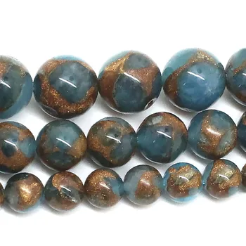 

Natural Stone Blue Dragon Gold Veins Charm Round Loose Beads For Jewelry Making Needlework Bracelet Diy Strand 4/6/8/10/12 MM