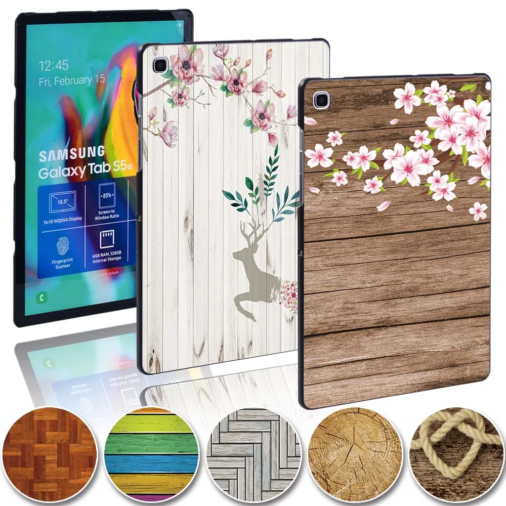 

Case For Samsung Tab A 10.1 2019/2016/7.0/9.7/10.5 Inch/Tab E 9.6"/Tab E S5E Plastic Hard Shell Printed Wood Tablet Cover + pen