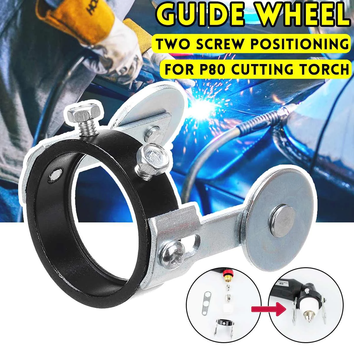 Metal Roller Guide Wheel for P80 Plasma Cutter Cutting Torch 2 Screw Positioning
