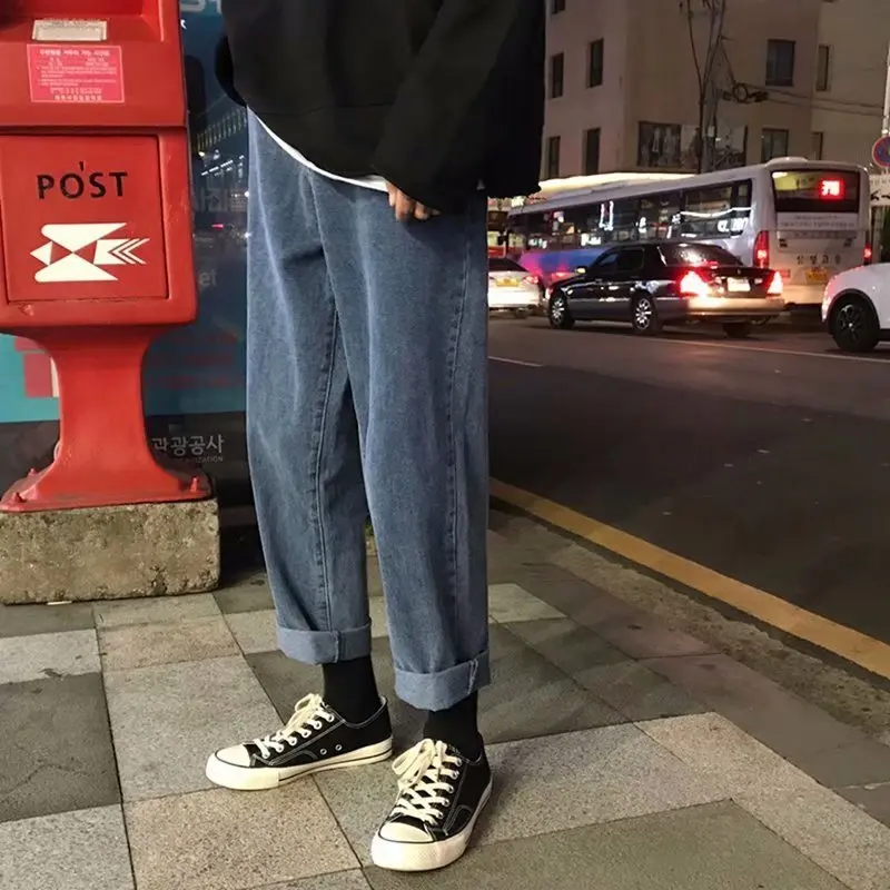 

Hong Kong Style Loose-Fit Men's Harem Bib Overall Thin Jeans Summer Korean-style Students Cool Straight-Cut Pants Fashion Street