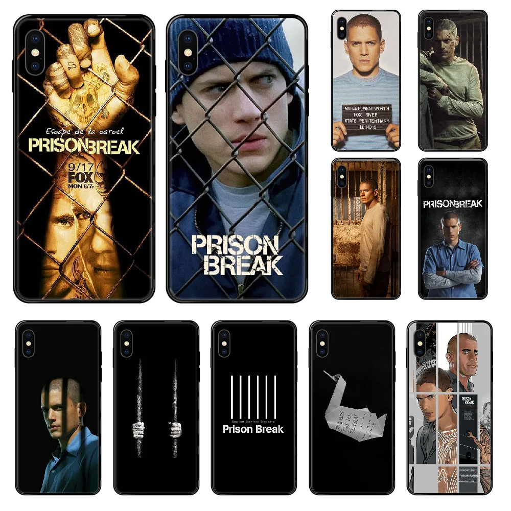 Чехол для телефона TV Prison Break iphone 4 4s 5 5S SE 5C 6 6S 7 8 plus X XS XR 11 PRO MAX 2020 черный ТПУ Etui pretty