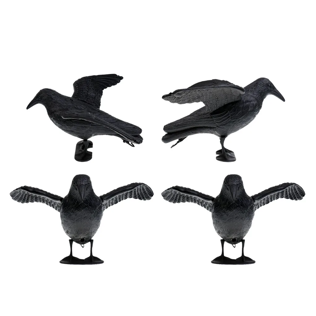 4pcs Fake Realistic Hunting Decoy Bird Crow Scarer Scarecrow Hunting Garden