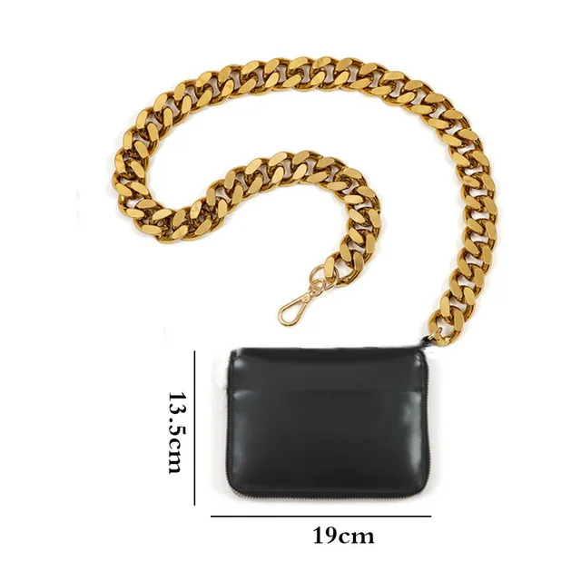 Black Wallet Women Thick Chain Strap Shoulder Bags Mini Lipstick Pocket Fashion Crossbody Messenger Bags Women Handbag And Purse BIG GOLD BLACK