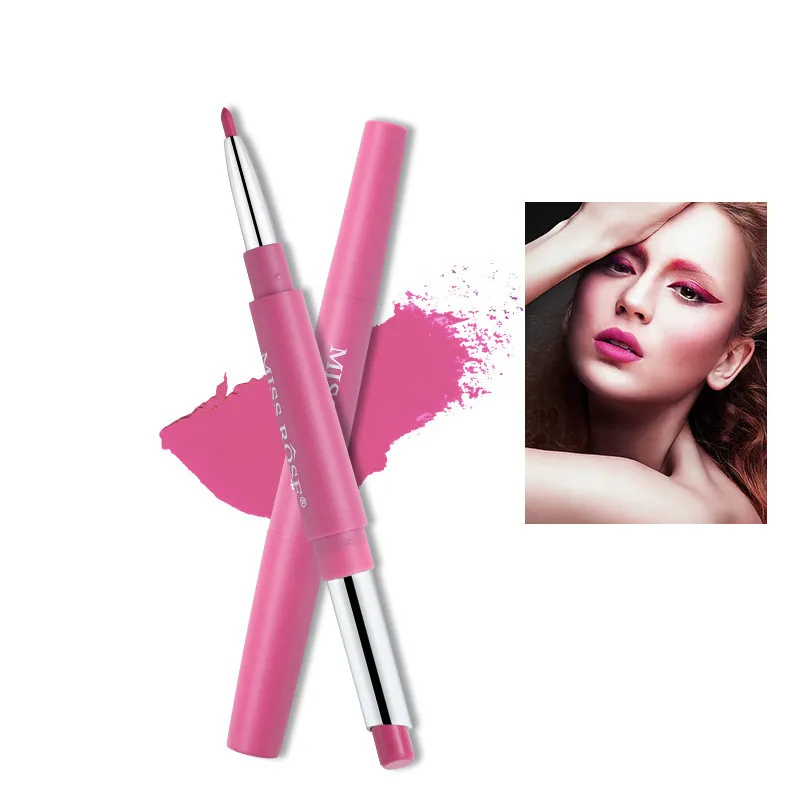 Miss Rose Brand 14 Colors Lipstick Lipliner Pencil Dual Velvet Matte Waterproof Nude Lip Liner Long 4