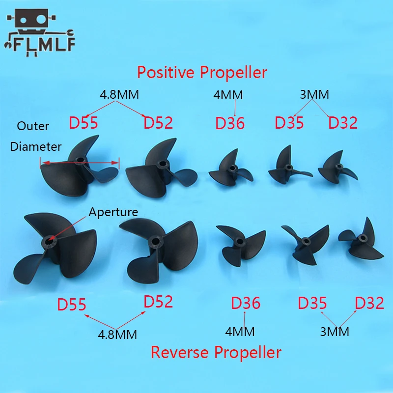 Rc Boat Nylon 3 Blades Propellers for 3mm/4mm/4.8mm Shaft Rc Boat 3 Blade Plastic Paddles
