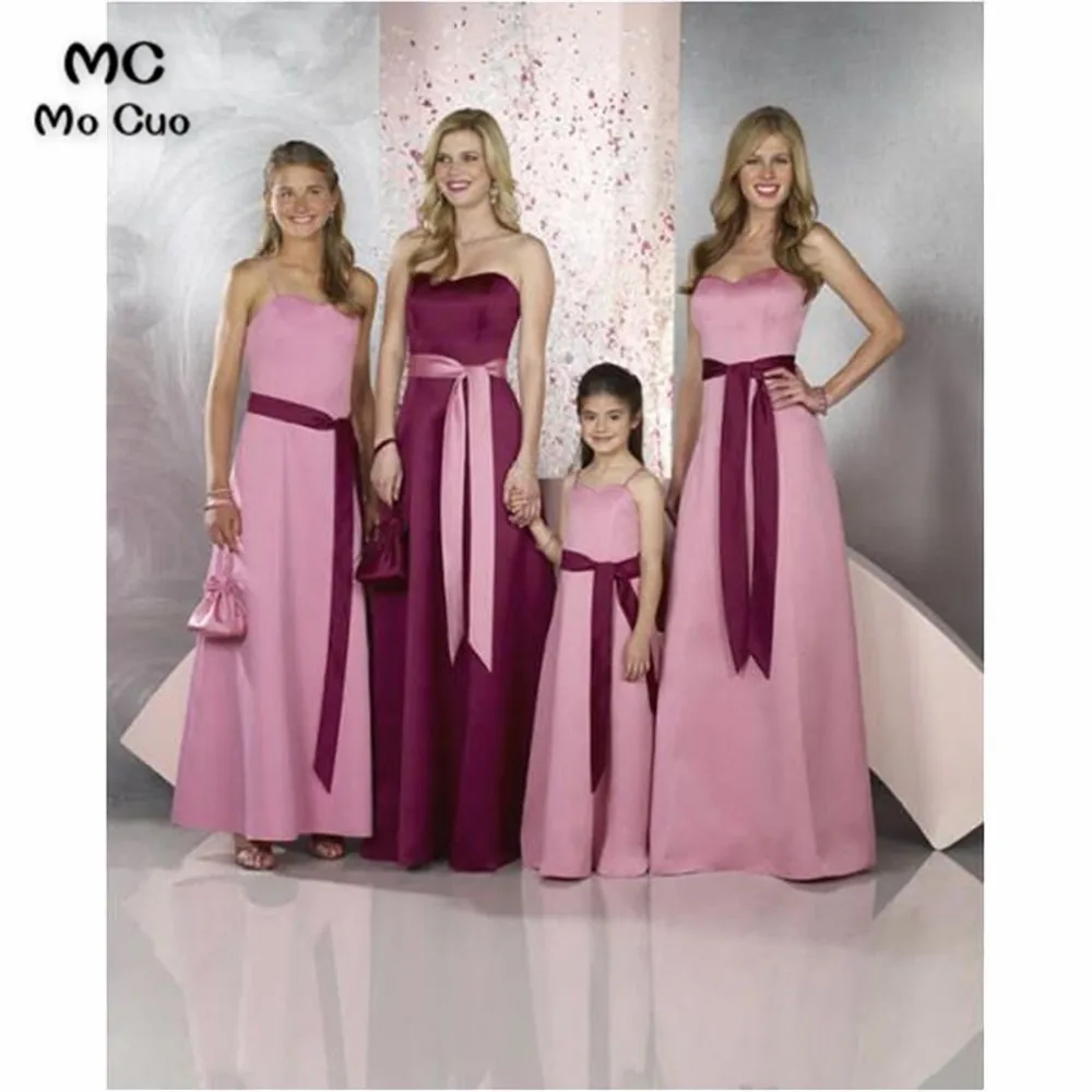 Strapless Bridesmaid Dresses wedding party dress Pleat Ribbon Floor Length Chiffon Bridesmaid Dress for Women
