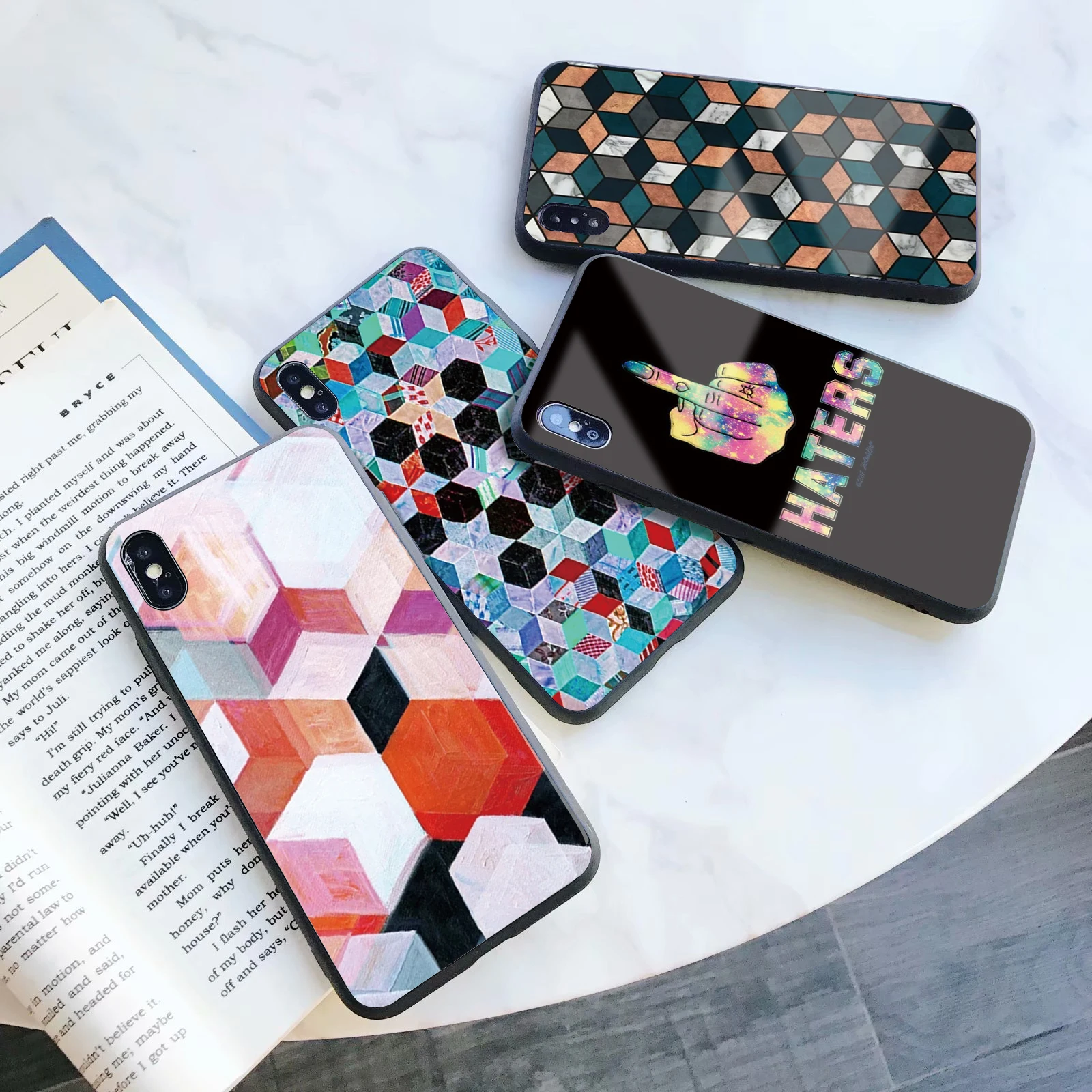 Винтажный Цветной Круг кубов из закаленного стекла Роскошный чехол для iPhone 5 5S 6 6s