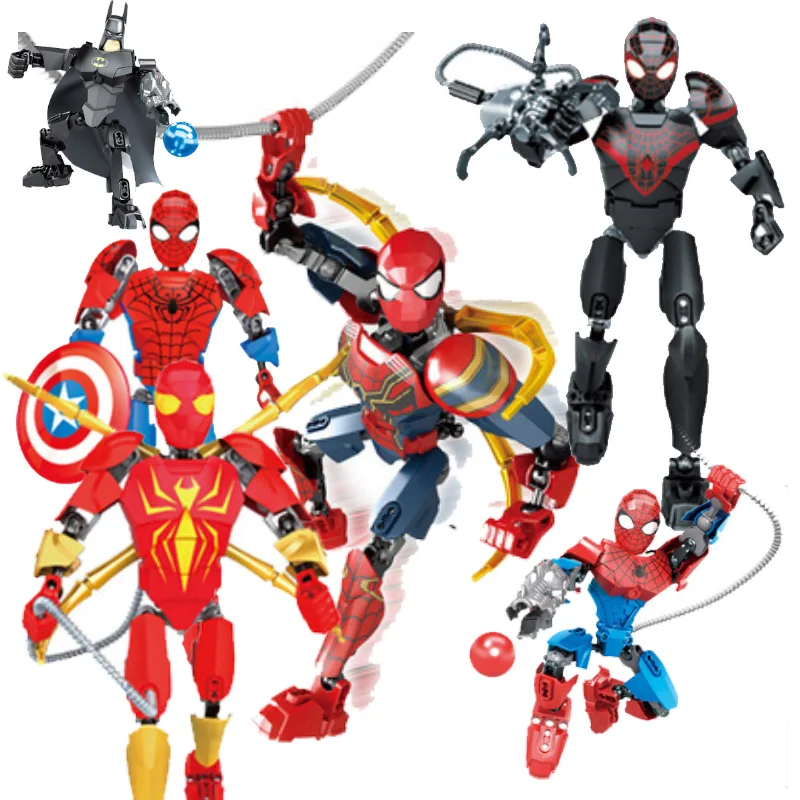 

Single Super Hero Figure Miles Morales Spider-ham Prowler Spiderman Shadow Gwen Ultimate Iron Spider-man Building Blocks Toys