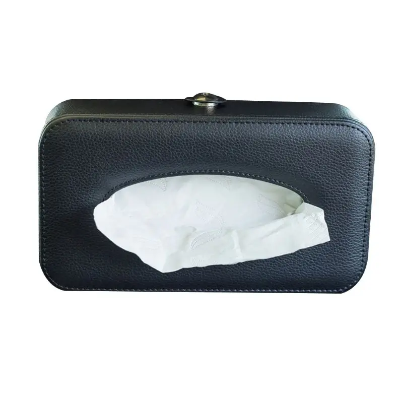 

Car Back Seat Headrest Mount Tissue Box with Belt Leather Case Multi-use Paper