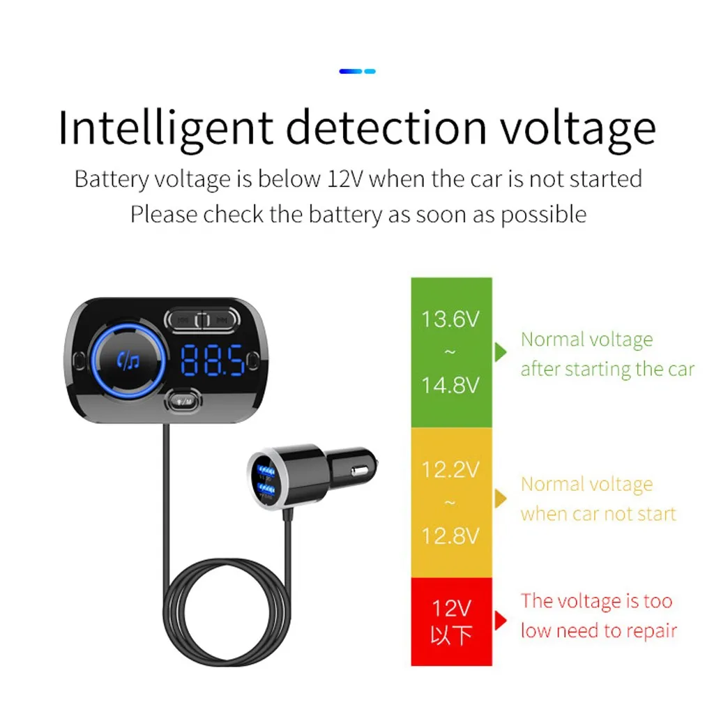 Blueteeth fm-передатчик автомобильный комплект MP3-плеер Радио адаптер QC 3,0 быстрое USB зарядное устройство для устройства Handsfree Вызов автомобильный Стайлинг#902