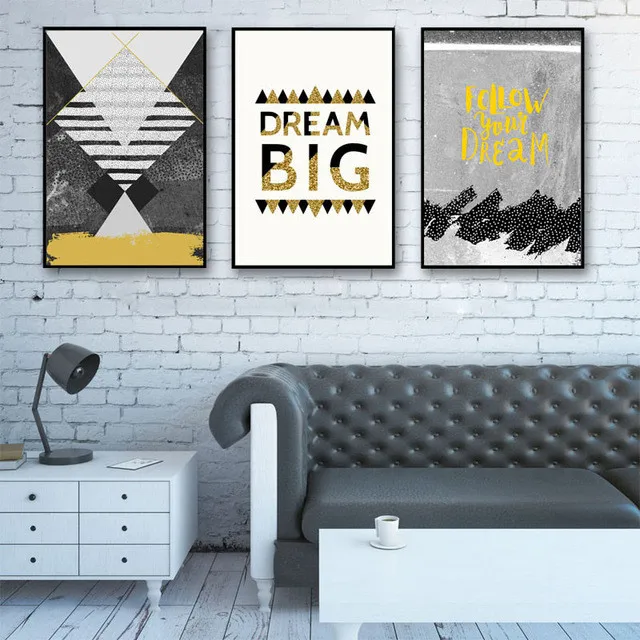 Modern Hd Retro Style Decorative Black And White Painting Canvas Hippie Murals Art Printing Gold Quote Northern Europe | Дом и сад