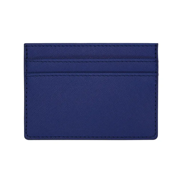 Ultra Thin Zipper Wallet Men's Small Wallet Business PU Leather Wallets Band Solid Color Card Coin Purse Credit Bank Holder C-dark blue