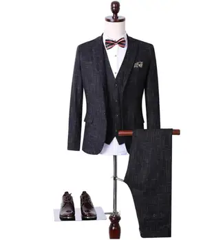 

Jacket+Vest+Pants)Slim Fit Wedding Suits For Men Suits With Pants Business Mens Formal Wear High Quality Men's Casual Tuxedos