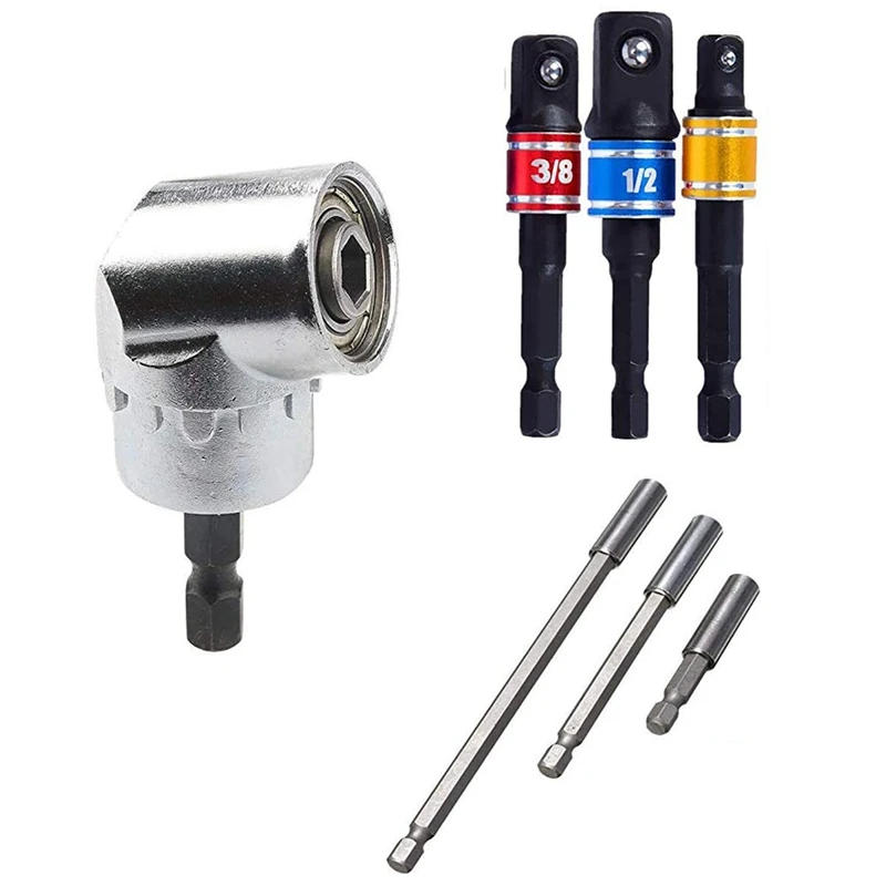 Impact Grade Socket Wrench Adapter Extension Set+Right Angle Drill,105 Degree Right Angle Driver Extension Screwdriver Drill Attachment,3Pcs 1/4 3/8 1/2 Hex Shank Drill Nut Driver Bit Set Impact Grade Socket Wrench Adapter Extension Set+Right Angle Drill,105 Degree Right Angle Driver Extension Screwdriver Drill Attachment,3Pcs 1/4 3/8 1/2 Hex Shank Drill Nut Driver Bit Set